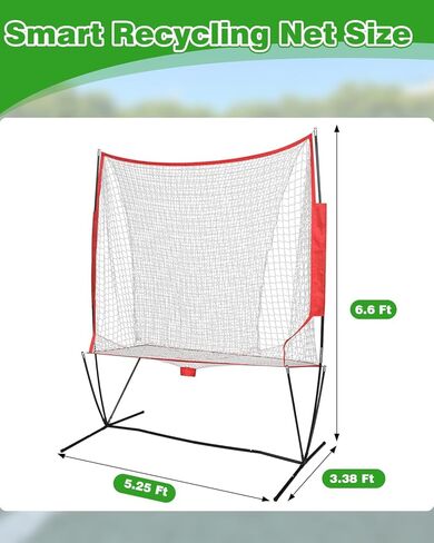 Portable Tennis & Baseball Ball Recovery System Net, 6 x 7ft Portable Polyester Mesh and Fiberglass Frame, Collapsible Pickleball Trainer for Indoor/Outdoor in Kuwait