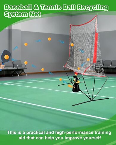 Portable Tennis & Baseball Ball Recovery System Net, 6 x 7ft Portable Polyester Mesh and Fiberglass Frame, Collapsible Pickleball Trainer for Indoor/Outdoor in Kuwait