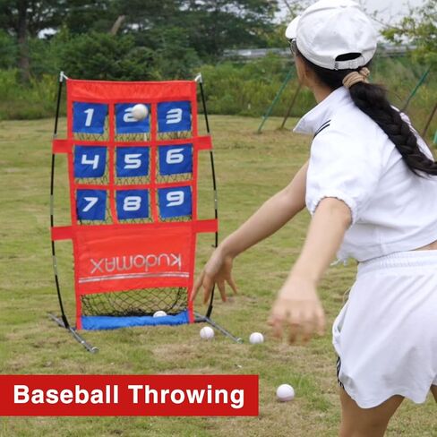 شبكة هدف الترويج - أتقن عرضك! نظام تدريب محمول مع منطقة ضربة مرقمة للبيسبول والكرة اللينة وكرة القدم. تتضمن حقيبة حمل وتتيح التجميع السريع in Kuwait