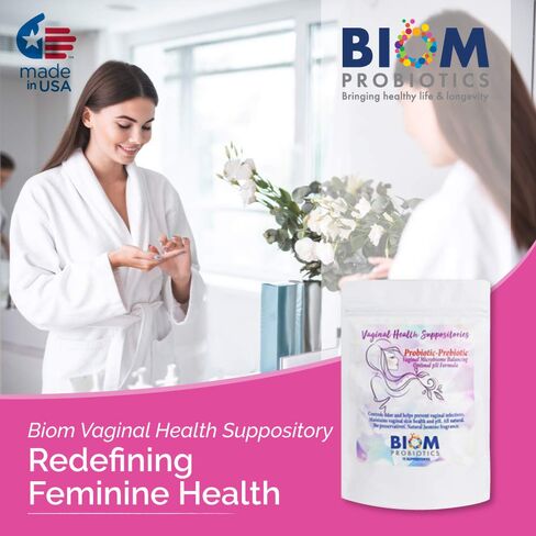 Biom Probiotic Suppository: Natural Vaginal pH and Odor Control Regimen; Balance and Nourishes Vaginal Microbiome; No Parabens (30) in Kuwait
