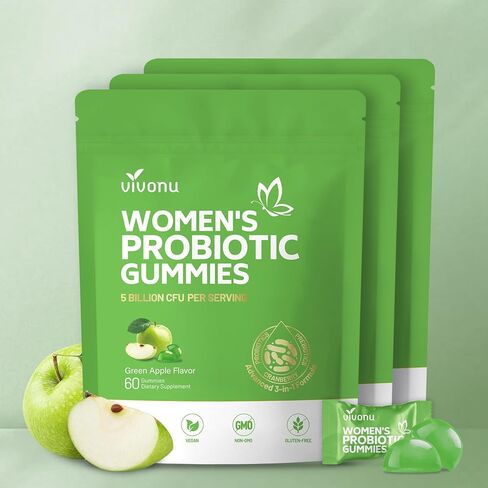 VivoNu Viginal Probiotic for Women, Women Probiotic Gummies, Feminine Balance Gummies, Green Apple Probiotics for Woman Vaginigal Health, Yeast Ph Balance in Kuwait