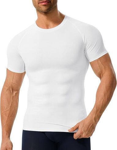 Eleady Compression Shirt Men Short Sleeve - Workout Base Layer Men Athletic Crew Neck T-Shirts Activewear Gym in Kuwait