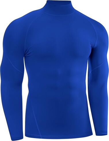 قمصان ضغط للرجال بعامل حماية من الأشعة فوق البنفسجية 50+ وأكمام طويلة وياقة مدورة وهمية قميص داخلي للتمرين الرياضي وطبقة أساسية للجري وكرة القدم in Kuwait