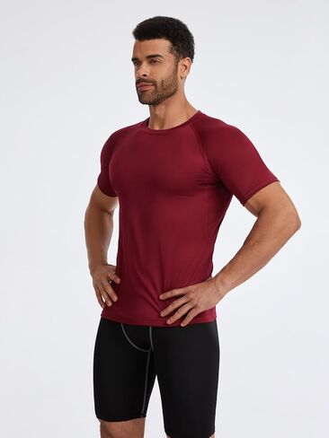 5 Pack Men's Compression Shirts Short Sleeve Cool-Dry Athletic T Shirts Gym Workout Base Layer Undershirts Top in Saudi Arabia