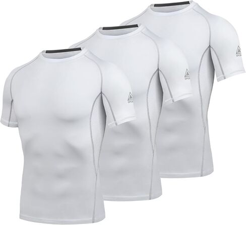 3 Pack Men's Compression Shirts, Short Sleeve Cool Dry Moisture Wicking Base Layer for Gym Running in Saudi Arabia