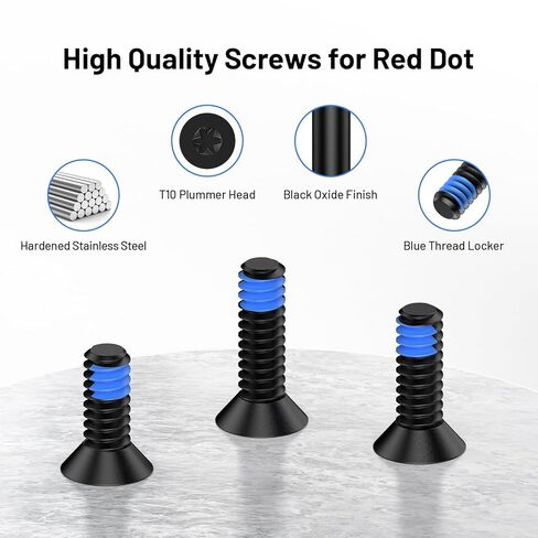 مجموعة براغي نقطة حمراء 9 قطع #6-32 قطر المسمار 7 مم تتضمن 9.5 مم/11 مم/12.5 مم خزانة خيط أزرق من الفولاذ المقاوم للصدأ مسامير رؤية نقطة حمراء للتركيبات البصرية Trijicon RMR/SRO in Kuwait