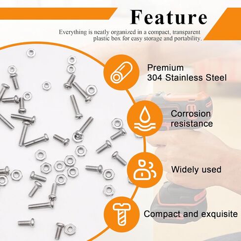 1120 قطعة 304 من الفولاذ المقاوم للصدأ M1 M1.2 M1.4 M1.6 M2 M2.5 تشكيلة صواميل صغيرة مترية، صواميل سداسية، رأس مقلاة فيليبس، براغي آلة صغيرة، لاردوينو، نماذج RC، الإلكترونيات وDIY in Kuwait