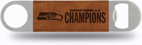 Rico Industries NFL Football Seattle Seahawks 2026 Super Bowl LX Champions Faux Leather Laser Engraved Bar Blade - Great Beverage Accessory for Game Day in Saudi Arabia