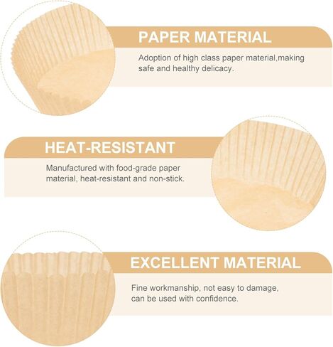 Air Fryer Paper Bowls and Baking Paper Cushions 50pcs Disposable Unperforated round Liners for Kitchen Baking and Oil Absorption in Saudi Arabia