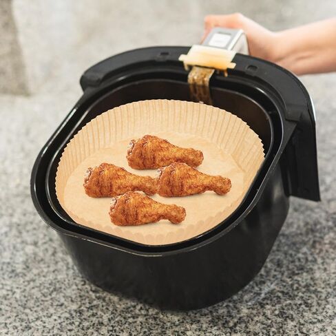 Air Fryer Paper Bowls and Baking Paper Cushions 50pcs Disposable Unperforated round Liners for Kitchen Baking and Oil Absorption in Saudi Arabia