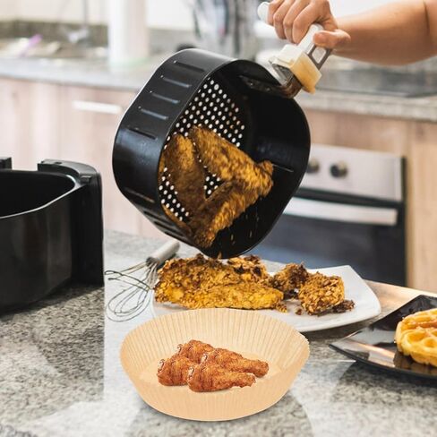 Air Fryer Paper Bowls and Baking Paper Cushions 50pcs Disposable Unperforated round Liners for Kitchen Baking and Oil Absorption in Saudi Arabia