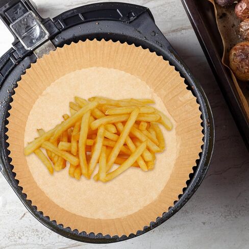 Air Fryer Paper Bowls and Baking Paper Cushions 50pcs Disposable Unperforated round Liners for Kitchen Baking and Oil Absorption in Saudi Arabia