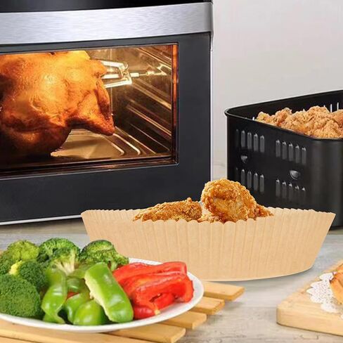 Air Fryer Paper Bowls and Baking Paper Cushions 50pcs Disposable Unperforated round Liners for Kitchen Baking and Oil Absorption in Saudi Arabia