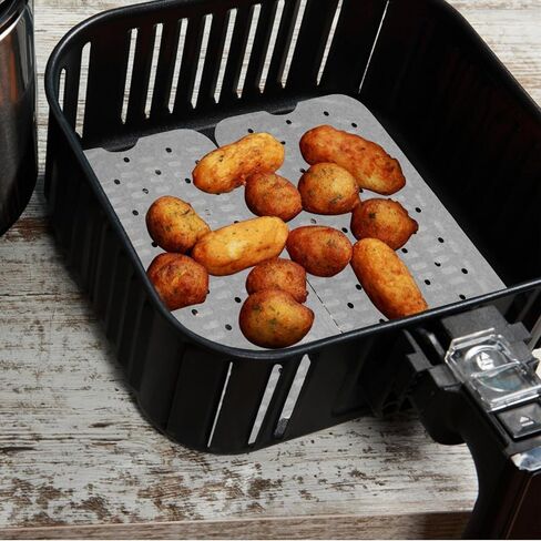 Perforated Air Fryer Disposable Liners 29.5x19.3cm Food-grade Silicone-coated Baking Paper Non-stick Oil-resistant Sheets for Air Fryer Tray, 100pcs in Saudi Arabia