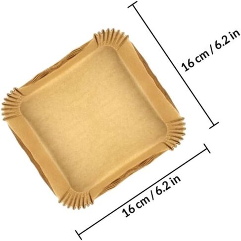 Air Fryer Disposable Paper Liners Square 80 Sheets Non-stick Silicone Oil-absorbing Liners for Baking and Frying Accessories Brown Opp Bag in Saudi Arabia