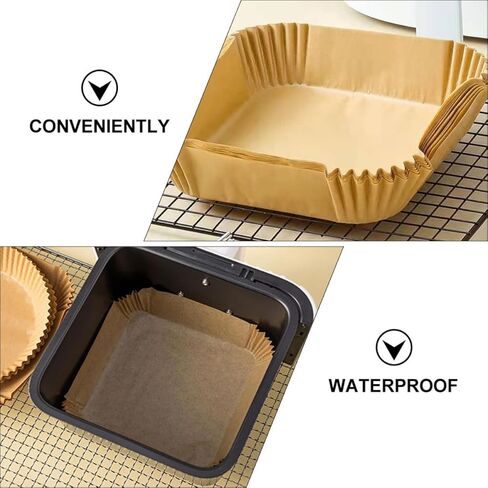 Air Fryer Disposable Paper Liners Square 80 Sheets Non-stick Silicone Oil-absorbing Liners for Baking and Frying Accessories Brown Opp Bag in Saudi Arabia