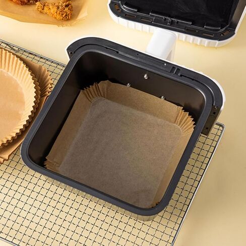 Air Fryer Disposable Paper Liners Square 80 Sheets Non-stick Silicone Oil-absorbing Liners for Baking and Frying Accessories Brown Opp Bag in Saudi Arabia