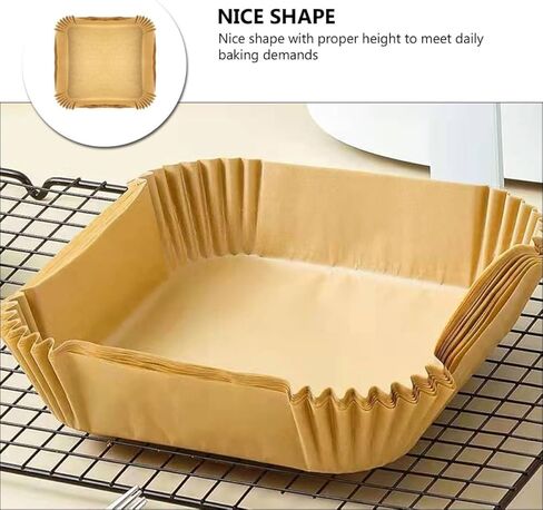 Air Fryer Disposable Paper Liners Square 80 Sheets Non-stick Silicone Oil-absorbing Liners for Baking and Frying Accessories Brown Opp Bag in Saudi Arabia