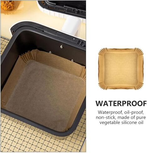 Air Fryer Disposable Paper Liners Square 80 Sheets Non-stick Silicone Oil-absorbing Liners for Baking and Frying Accessories Brown Opp Bag in Saudi Arabia