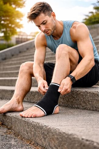 Macco Ankle Compression Sleeve, 2 Pack, Breathable Stretch Knit, Black, One Size, for Running, Basketball, Training in Kuwait