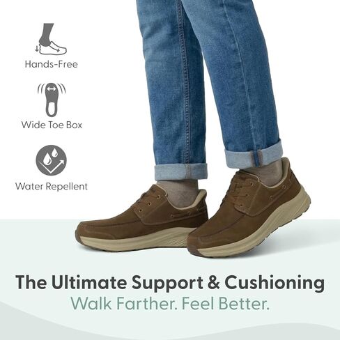 Orthofeet Men's Orthopedic Commander Adjustable Leather Boat Shoe in Saudi Arabia