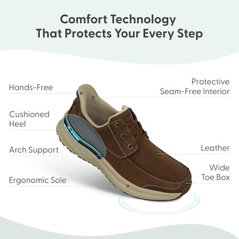 Orthofeet Men's Orthopedic Commander Adjustable Leather Boat Shoe in Saudi Arabia