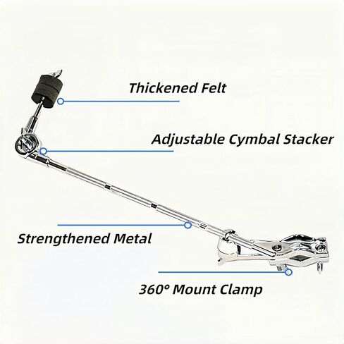 ذراع ذراع الصنج الطبل من KZU، ذراع الإمساك بحامل الصنج شديد التحمل، مشبك تثبيت الصنج 360 درجة مع ذراع تمديد لباد سميك مكدس الصنج قابل للتعديل in Kuwait