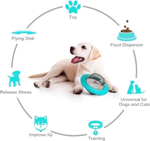 Interactive Dog Ball UFO Design Food Dispensing Slow Feeder for Enrichment IQ Training and Mealtime Activity, Blue in Saudi Arabia