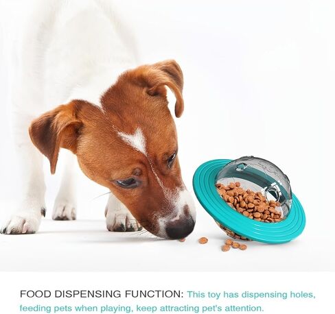 Interactive Dog Ball UFO Design Food Dispensing Slow Feeder for Enrichment IQ Training and Mealtime Activity, Blue in Saudi Arabia
