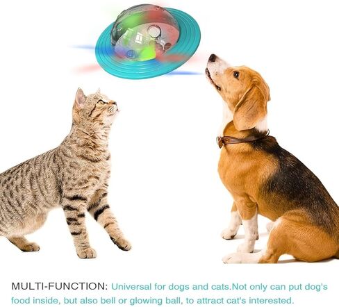 Interactive Dog Ball UFO Design Food Dispensing Slow Feeder for Enrichment IQ Training and Mealtime Activity, Blue in Saudi Arabia