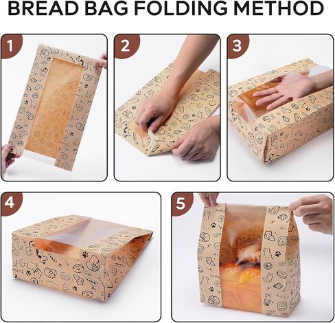 24PCS Paper Bread Bags for Homemade Bread and Sourdough, Clear Window Bakery Bags for Storage and Gifting, 50% Thicker Kraft Material, Includes Sealing Stickers in Saudi Arabia