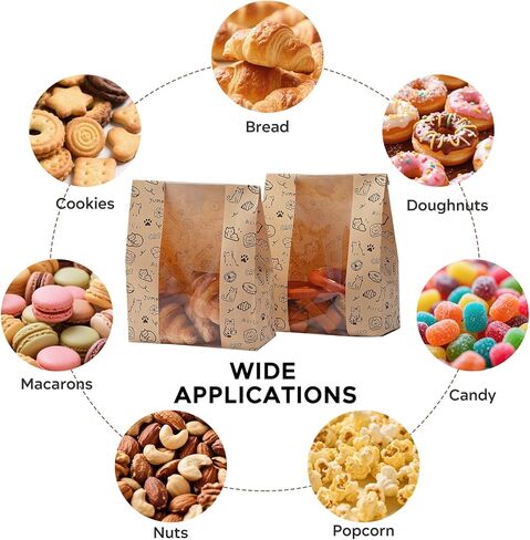 24PCS Paper Bread Bags for Homemade Bread and Sourdough, Clear Window Bakery Bags for Storage and Gifting, 50% Thicker Kraft Material, Includes Sealing Stickers in Saudi Arabia