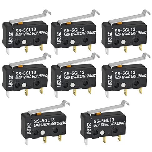 SS-5GL13 Miniature Micro Switch (Pack of 8) - 5A 125VAC 3 Pins Micro Limit Switch with Curved Tip Lever in Kuwait
