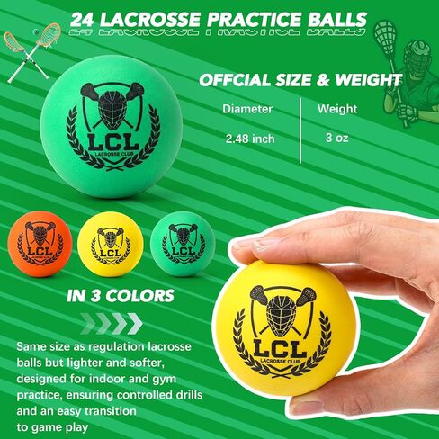 24 عبوة من كرات لاكروس الإسفنجية الناعمة من كرات لاكروس للتدريب الناعم للشباب في الأماكن المغلقة بالكلية والمدرسة الثانوية الحجم الرسمي للتدريب على الألعاب in Kuwait