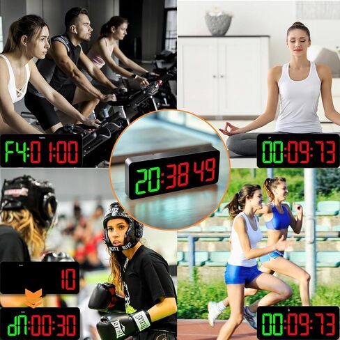 مؤقت ساعة الصالة الرياضية لـ Tabata/FGB/EMOM، تمرين فاصل مع شاشة LED كبيرة، ساعة حائط رقمية بالثواني | مؤقت للياقة البدنية مع جهاز تحكم عن بعد لمكتب المرآب المنزلي في الفصل الدراسي in Kuwait