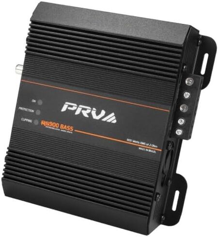 PRV AUDIO RS900 BASS 2 أوم 900 واط مضخم صوت أحادي للسيارة - 12 فولت قطعة واحدة فئة D أمبير، كروس مدمج وتعزيز الجهير مع مدخلات عالية المستوى in Saudi Arabia
