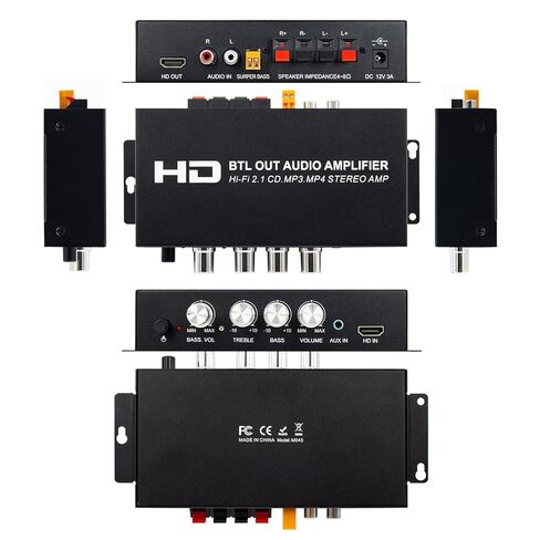 Audio Power Amplifier, 2.1 Channel 80W x 2 with Subwoofer, HDMI and AUX Inputs, Treble and Bass Control, for Mobile Phones, MP3, CD Players, TVs, Computers in Saudi Arabia