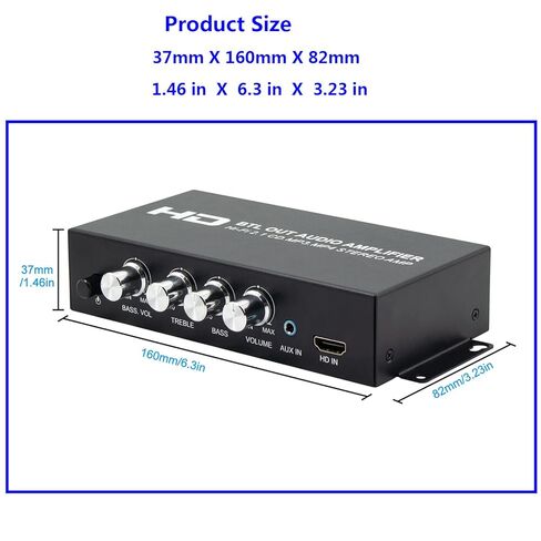 Audio Power Amplifier, 2.1 Channel 80W x 2 with Subwoofer, HDMI and AUX Inputs, Treble and Bass Control, for Mobile Phones, MP3, CD Players, TVs, Computers in Saudi Arabia