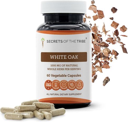 أسرار القبيلة، البلوط الأبيض، 120 كبسولة، 1000 مجم، البلوط الأبيض (Quercus alba) اللحاء المجفف (120 كبسولة) in Kuwait