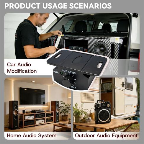 Universal Bass Knob – RCA Inline Volume Controller for Car Amplifier, Subwoofer & Audio System, Heavy Duty Metal Gain Control Knob with Long Extension Cable in Saudi Arabia