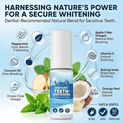 طلاء الأسنان، طلاء تبييض الأسنان - أسنان بيضاء فورية، تركيبة لطيفة وآمنة، طلاء أبيض بسيط ومحمول للأسنان - استعادة الابتسامة الواثقة (1) in Kuwait