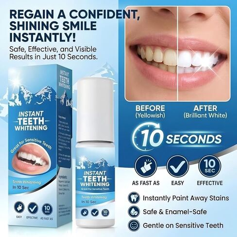 طلاء الأسنان، طلاء تبييض الأسنان - أسنان بيضاء فورية، تركيبة لطيفة وآمنة، طلاء أبيض بسيط ومحمول للأسنان - استعادة الابتسامة الواثقة (1) in Kuwait