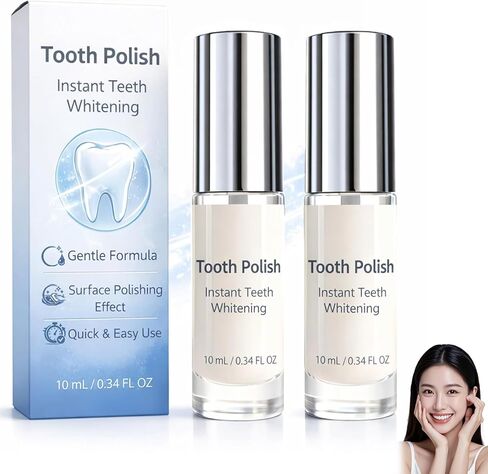 2Pcs Instant Tooth Polish, Tooth Paint, Natural Whitening Tooth Paint, Gentle and Safe Formula, Portable Whitening Paint for Teeth, Long-Lasting Results Regain Whiter Smile (5ml/Bottle) in Saudi Arabia