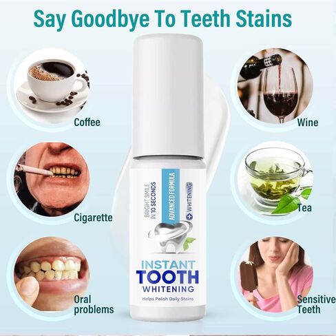 طلاء الأسنان، جل تبييض الأسنان الفوري، تركيبة سريعة الجفاف ولطيفة، ملمع أسنان محمول لابتسامة مشرقة ولامعة، حل تبييض فعال، مثالي للاستخدام في المنزل أو السفر in Kuwait