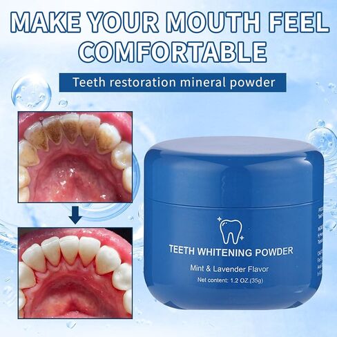 قطعتان من مسحوق تبييض الأسنان، مسحوق تبييض نفس منعش، إزالة البقع بدون حساسية، تأثيرات تبييض معززة (1) in Kuwait
