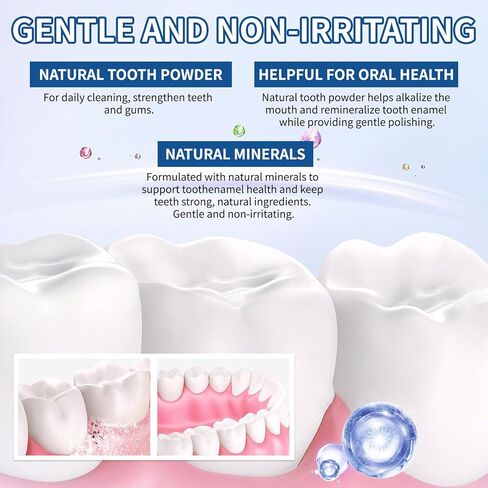 قطعتان من مسحوق تبييض الأسنان، مسحوق تبييض نفس منعش، إزالة البقع بدون حساسية، تأثيرات تبييض معززة (1) in Kuwait