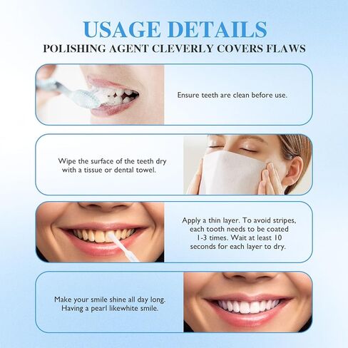 قطعتان من طلاء الأسنان، طلاء الأسنان، سائل تلميع الأسنان التجميلي لتحسين مظهر الأسنان، تركيبة الفرشاة، تركيبة آمنة محمولة للعناية بالفم ونتائج طويلة الأمد in Kuwait