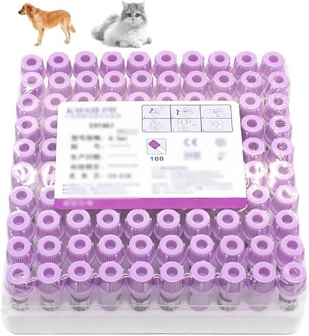 100pcs 0.5mL Vacuum Blood Collection Tubes, EDTA Plastic Blood Tubes with Purple Top, Laboratory Tubes, Micro-Volume Peripheral Blood Collection Tube, for Pet Hospitals in Saudi Arabia