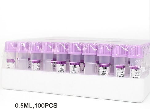 100pcs 0.5mL Vacuum Blood Collection Tubes, EDTA Plastic Blood Tubes with Purple Top, Laboratory Tubes, Micro-Volume Peripheral Blood Collection Tube, for Pet Hospitals in Saudi Arabia