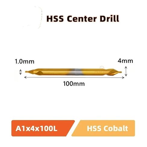 1/5PCS 100mm Extended A Center Drill Titanium Plating HSS for Metal Processing Drilling Positioning CNC Mechanical Lathe in Saudi Arabia